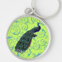 Customisable Vintage Peacock Swirl Key Chains