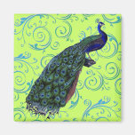 Customisable Vintage Peacock Swirl Refrigerator Magnet