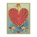 Customisable Vintage Woven Heart and Cherubs postcards