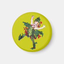 Customisable Vintage Xmas Pixie Refrigerator Magnet