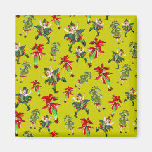 Customisable Vintage Xmas Pixies Refrigerator Magnets