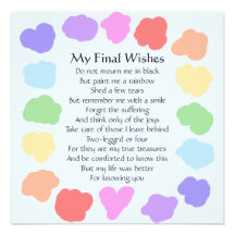 Customisable Wake / Memorial -- Rainbow Poem Personalized Invite