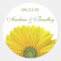 Customisable Yellow Gerbera Daisy Monogram Sticker