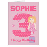 Customise age and name girl's birthday card