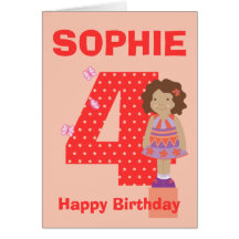 Customise age and name girl's birthday card