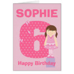 Customise age and name girl's birthday card