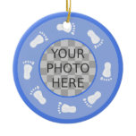 Customise Me! Blue Baby Footprints Photo Ornament