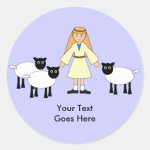 Customise Me -- Children's Nativity Shepherd Boy Round Stickers