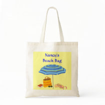 Customise Name Beach Umbrella  Scene Tote Bag