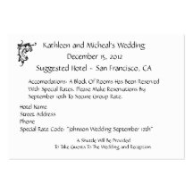 Customise Wedding Hotel Accommodation Insert Card Business Card
