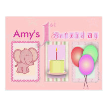 Customise your own 1st birthday post card