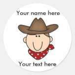 Customise Yourself Brown Cowboy Round Sticker