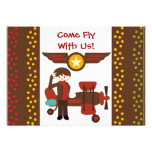 Customised Brunette Boy Pilot Birthday Invitations