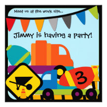 Customised Construction Birthday Invitation