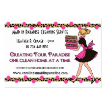 Customised Dots Leopard Print Cleaning Service Business Card Template