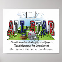 Customised Football All-Star Boys Room Wall Art Poster