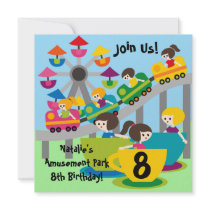Customised Girls Amusement Park Birthday Invites