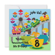 Customised Girls Amusement Park Birthday Invites