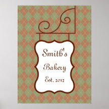 Customised Green Argyle Sign Print