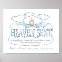 Customised Heaven Sent Angel Boys Room Wall Art Posters