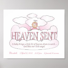 Customised Heaven Sent Angel Girls Room Wall Art Poster