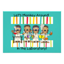 Customised Monkey Science Birthday Invitations