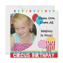 Customised Photo Circus Birthday Invitations