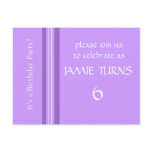 Customises Purple Birthday Party Invitations postcards