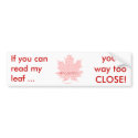 Customizable Canada Maple Leaf Bumper Sticker bumper stickers