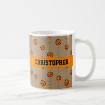 Customizable Dribbling Basketball Pattern Coffee Mugs