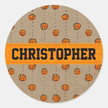 Customizable Dribbling Basketball Pattern Stickers