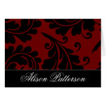 Customizable Elegant Red & Black Floral Cards