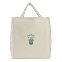 Customizable Embroidered Easter Bunny - Green embroidered bags