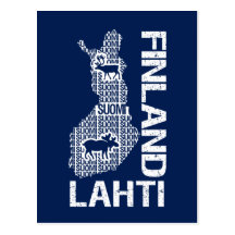 Customizable FINLAND MAP postcard - Lahti