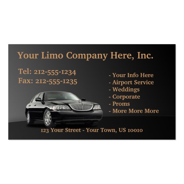 CUSTOMIZABLE Limousine Business Cards