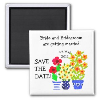 Customizable Save the Date Magnet, Flower Pots