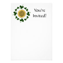CUSTOMIZABLE!  Shamrocks - Gold Irish Celtic Custom Invite