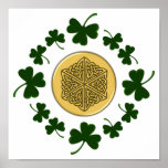 CUSTOMIZABLE!  Shamrocks - Gold Irish Celtic Print
