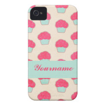 CustomPink Turquoise Cupcakes iPhone 4 Case-Mate Case