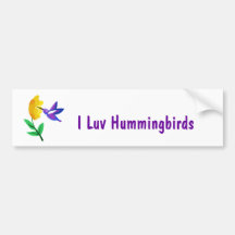 Cut Paper Hummingbird & Flower Bumper Stickers