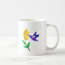 Cut Paper Hummingbird & Flower Coffee Mug