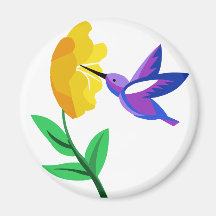 Cut Paper Hummingbird & Flower Refrigerator Magnets
