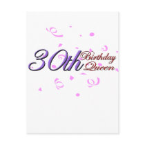 Cute, "30th Birthday Queen" Post Cards
