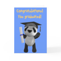 Cute 3d Baby Panda Graduate (editable) Greeting Card