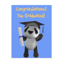 Cute 3d Baby Panda Graduate (editable) Postcards