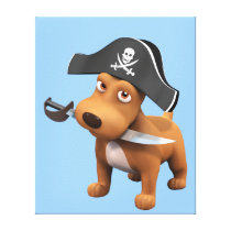 Cute 3d Dog Pirate (editable) Gallery Wrapped Canvas