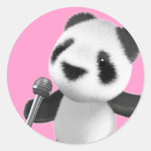 Cute 3d Panda Sings with a Mic (editable) Sticker