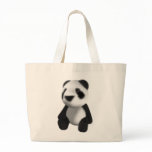 Cute 3d Panda Sitting (editable) Canvas Bags