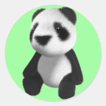 Cute 3d Panda Sitting (editable) Round Stickers