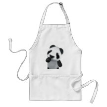 Cute 3d Panda Thinks (editable) Aprons